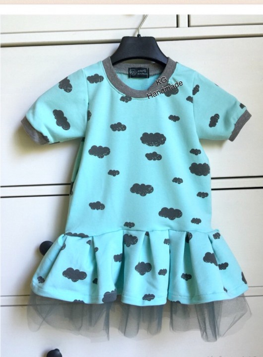 Sukieneczka w chmurki z tiulem KG Handmade