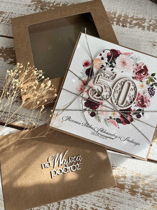 kartki scrapbooking Wyjątkowa kartka ręcznie robiona z okazji 50 rocznicy ślubu