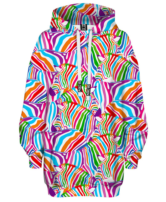 bluza z kapturem damska Bluza Oversize Tunika DR.CROW Zebra