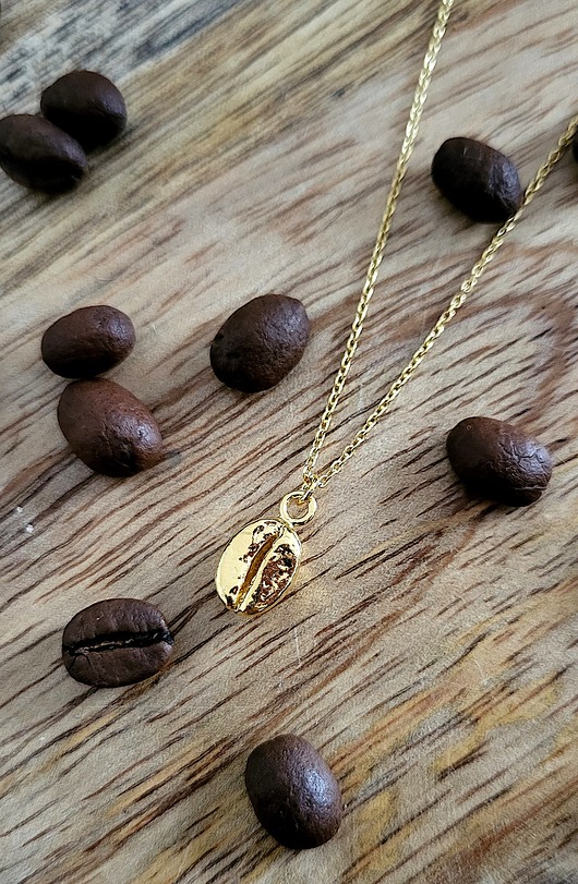 złote naszyjniki COFFEE- naszyjnik srebro złocone 24K