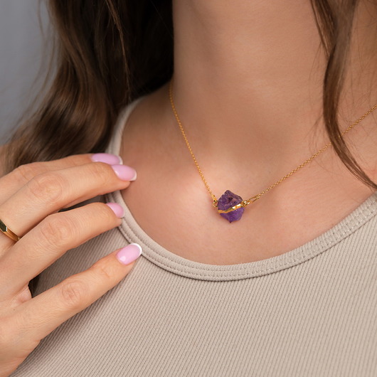złote naszyjniki Naszyjnik ametyst srebro 925 pozłacane