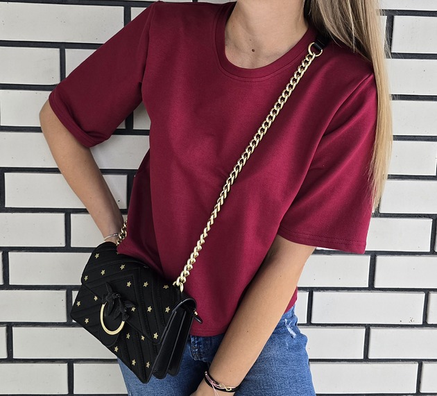 t-shirt damskie T-shirt z poduszkami bordo