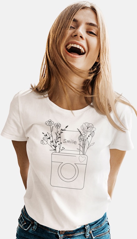 t-shirt damskie Koszulka kwiaty line art rośliny natura aparat