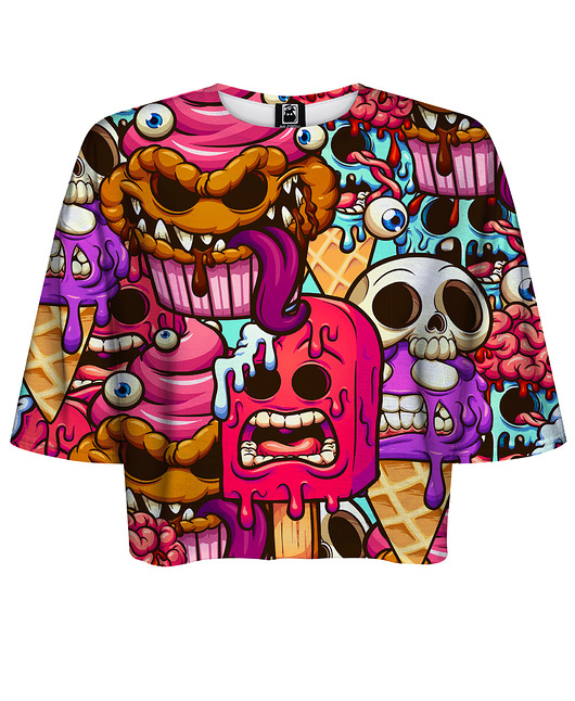 t-shirt damskie DR.CROW T-shirt Krótki CROP Dessert Monsters