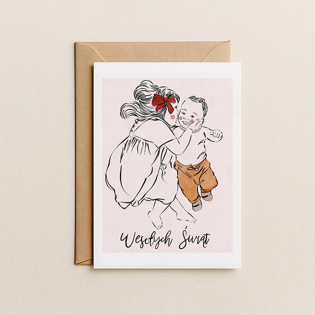 kartki okolicznościowe - wydruki Kartka świąteczna z dziećmi