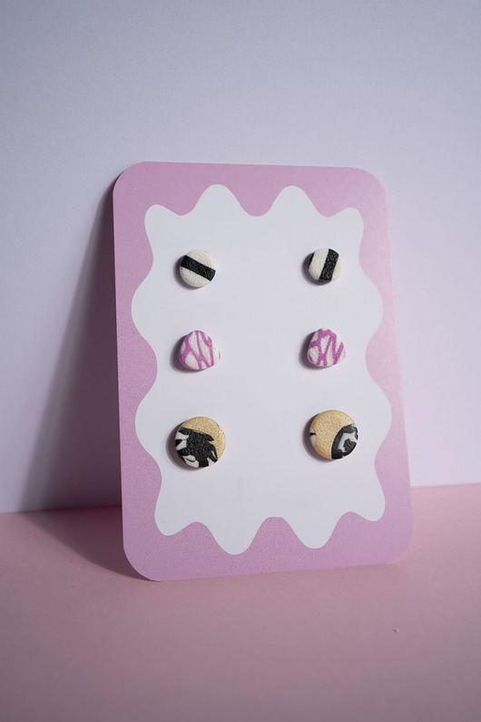 kolczyki z masy plastycznej Zestaw 3 par małych sztyftów