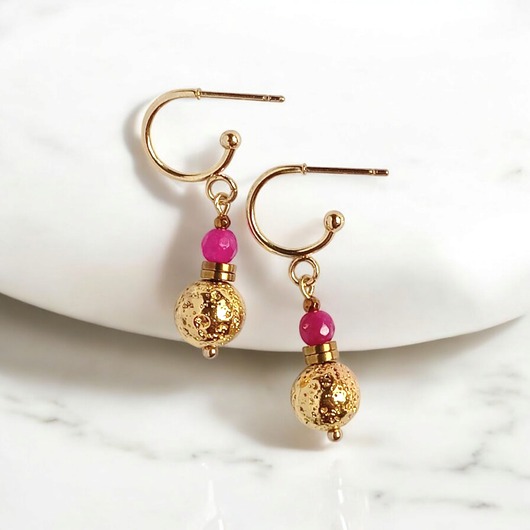 kolczyki z kamieniami Kolczyki SUMMER gold : sztyfty kółka