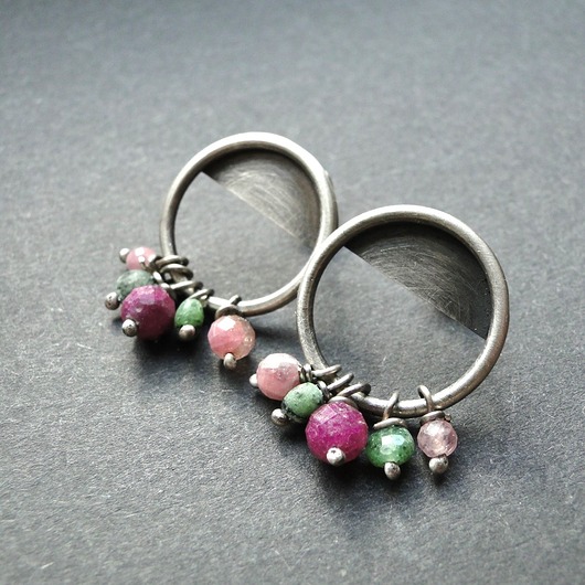 kolczyki srebrne Kolczyki srebrne  Rubin i zoisyt