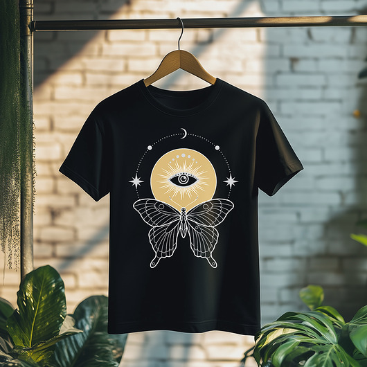 t-shirty męskie Koszulka - Święta geometria - Oko boga - Motyl z gwiezdnym ornamentem