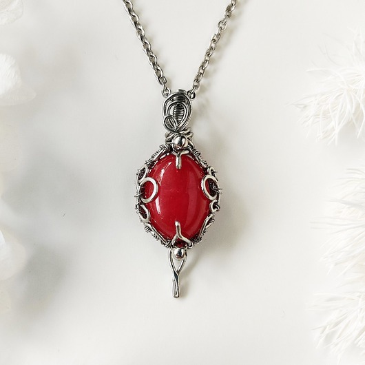 wisiory Naszyjnik Jadeit stal chirurgiczna wisiorek handmade Biżuteria elficka