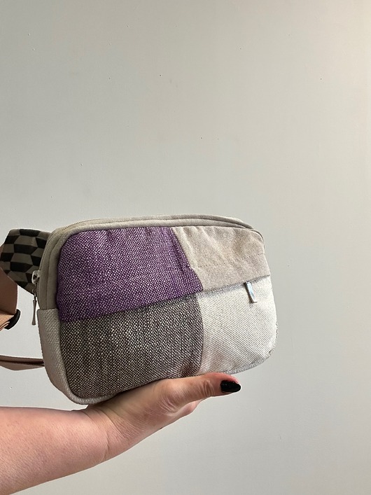 saszetka nerka Nerka patchworkowa fiolet brąz