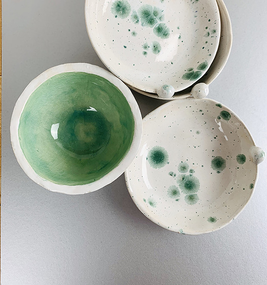 taerzyk z kulką green splash AGABA pracownia ceramiczna