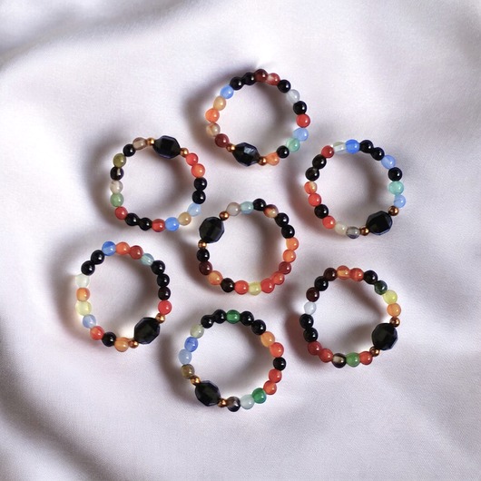 pierścionki elastyczne Pierścionek : turmalin, agat multicolor