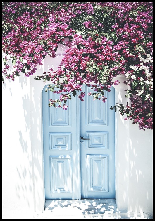 plakaty Plakat "Niebieskie drzwi na Santorini"