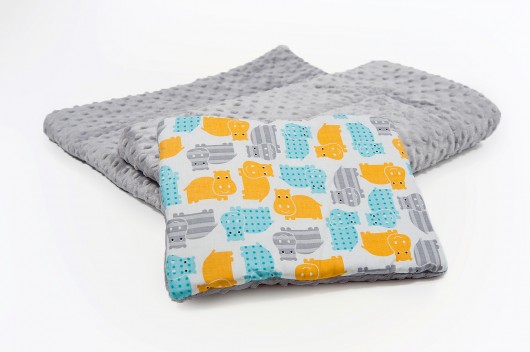 Podusia do wózka - szare hipcie - 23x30 cm Minky and Cotton