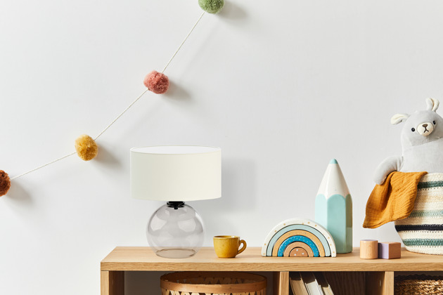 lampy do pokoju dziecka Szklana lampka nocna do pokoju dziecka z abażurem LUTON KIDS