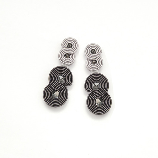 Kolczyki soutache - Szary Grafitowy Medium maanuela