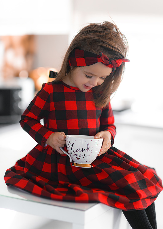 sukienki dla dziewczynki LATORI - Sukienka Dziewczęca w kratkę