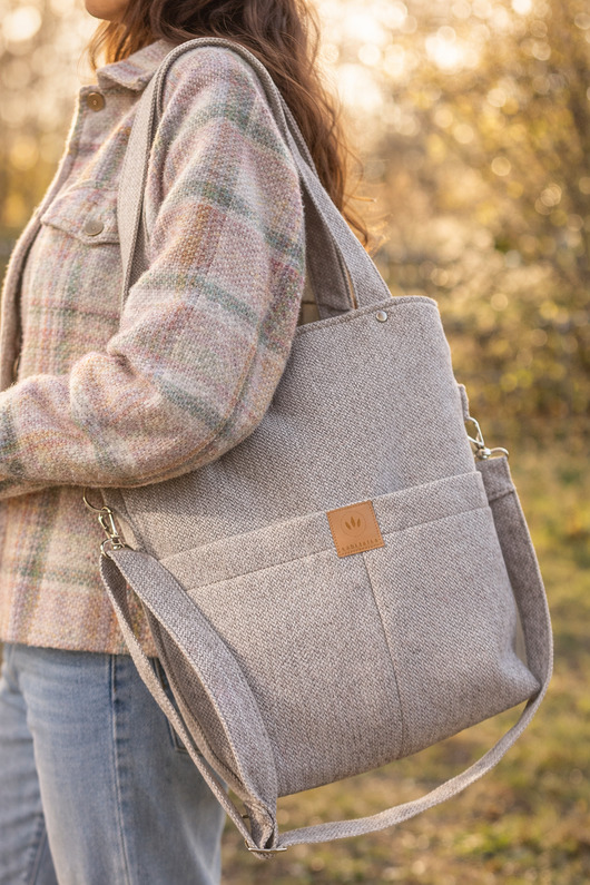 torby na ramię Torebka na ramię z plecionki tapicerskiej Beżowa