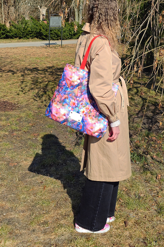 torby na ramię Torebka tote Koliber Bloom  kolorowy motyw kolibrów i kwiatów