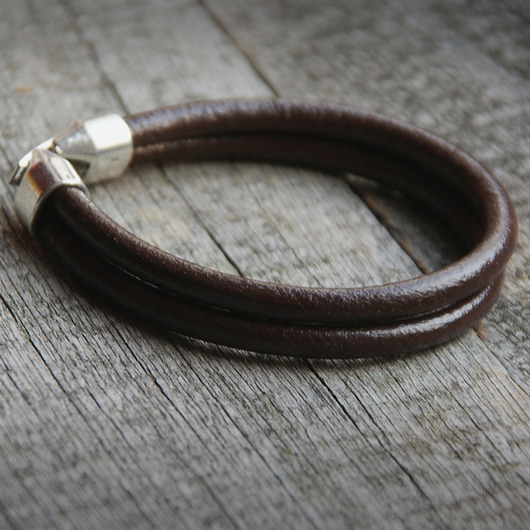 męska bransoletka : SKÓRA : chocolate brown kaktusia