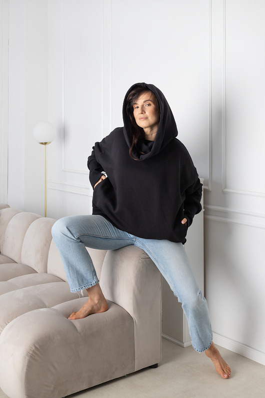 bluza z kapturem damska Bluza damska z wielkim kapturem i kieszeniami, luźny krój