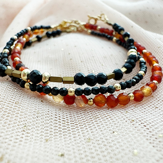 bransoletki z kamieni naturalnych Komplet Bransoletek z onyksów i agatu