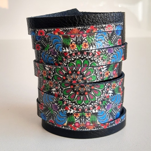 bransoletki skórzane Długa skórzana bransoletka Folk