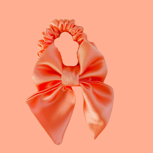 gumki do włosów Gumka jedwabna, scrunchie, frotka z kokardą jasny łosoś