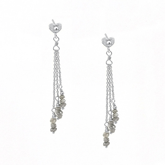 kolczyki srebrne Długie kolczyki z naturalnymi diamentami (3mm) srebro 925