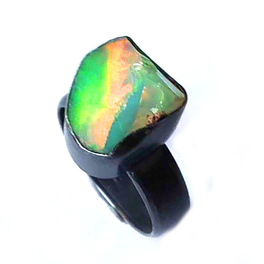 pierścionki srebrne Kameleon- opal