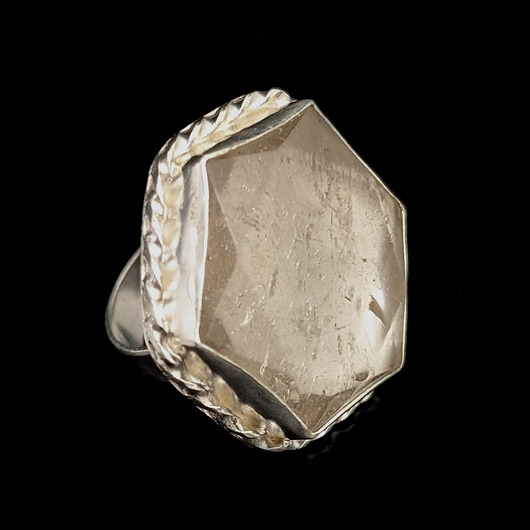 pierścionki srebrne Pierścionek kryształowy heksagon