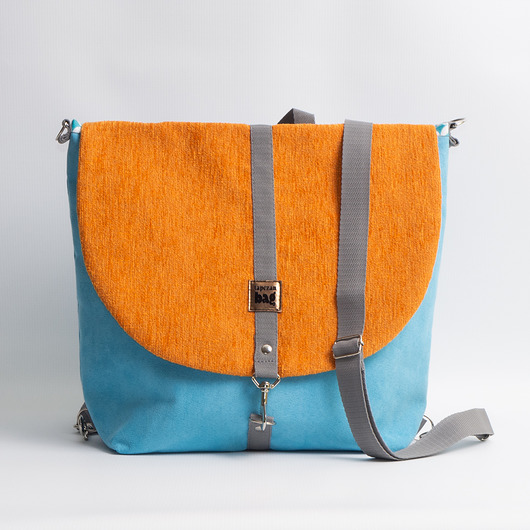 Kontrastowy plecak eko zamsz 2w1. Torbister 014 Tapczan bag