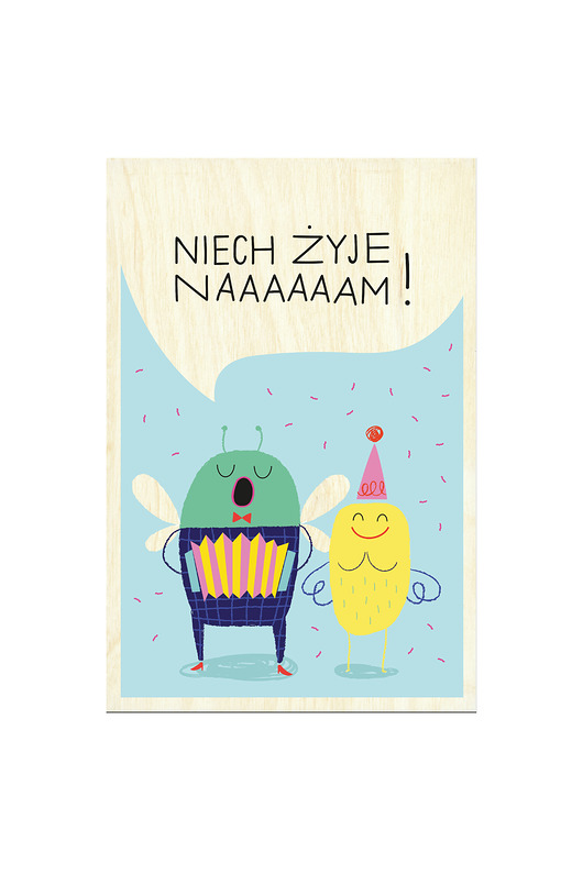 kartki scrapbooking Drewniana kartka -  Niech żyje naaaaaam!