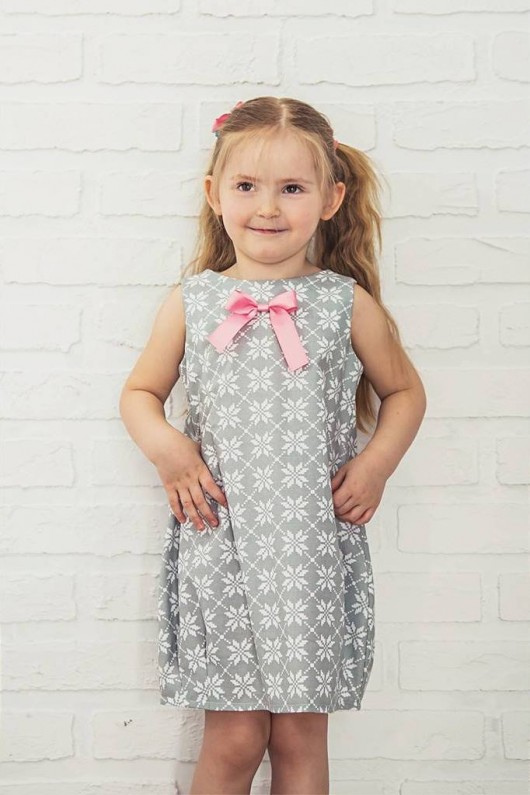 Bawełniana sukienka bombka kwiaty spinki zestaw Casual Natural Clothes