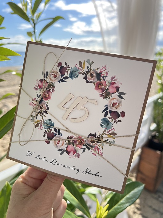 kartki scrapbooking Wyjątkowa kartka ręcznie robiona z okazji 45 rocznicy ślubu
