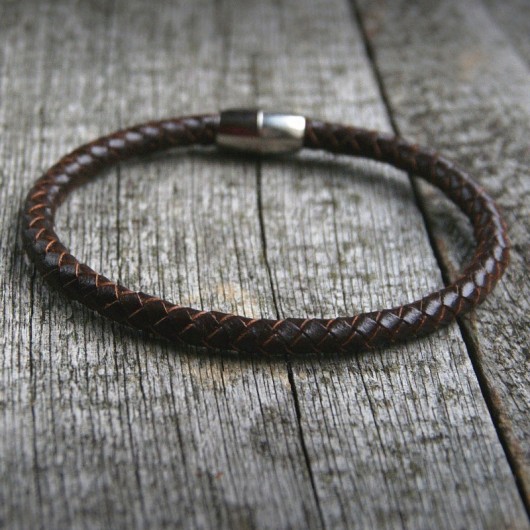 męska bransoletka : SKÓRA : chocolate brown kaktusia