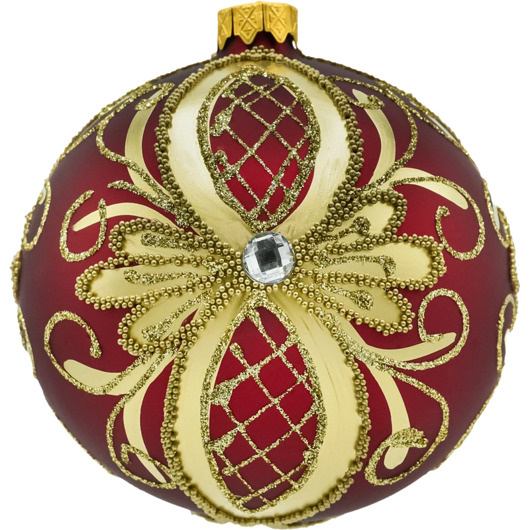 ozdoby choinkowe Bombka ekskluzywna czerwono-złota ze stojakiem