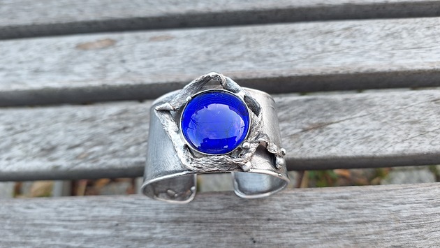 bransoletki wire wrapping Kobaltowa - bransoletka rezerwacja