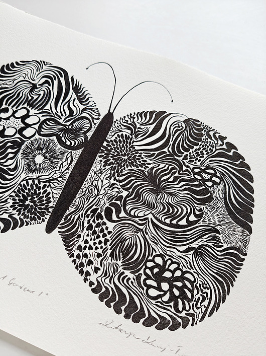 grafiki i ilustracje Grafika giclee SECRET Gardens I, grafika z motylem