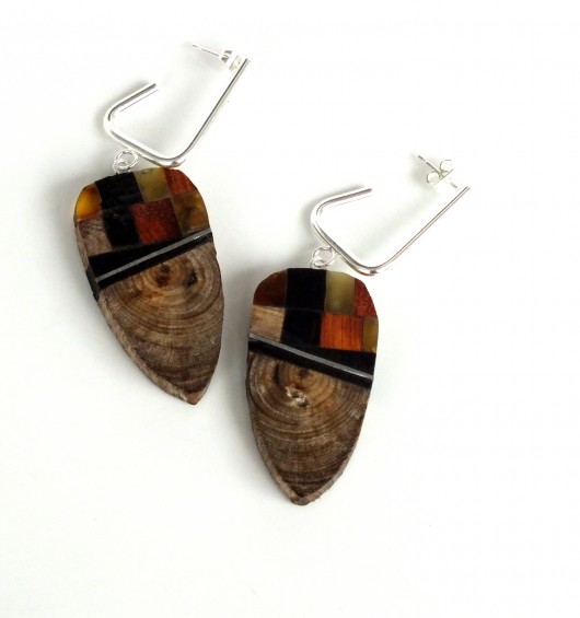 Wood&Amber Kolczyki Mozaika Maszyneria
