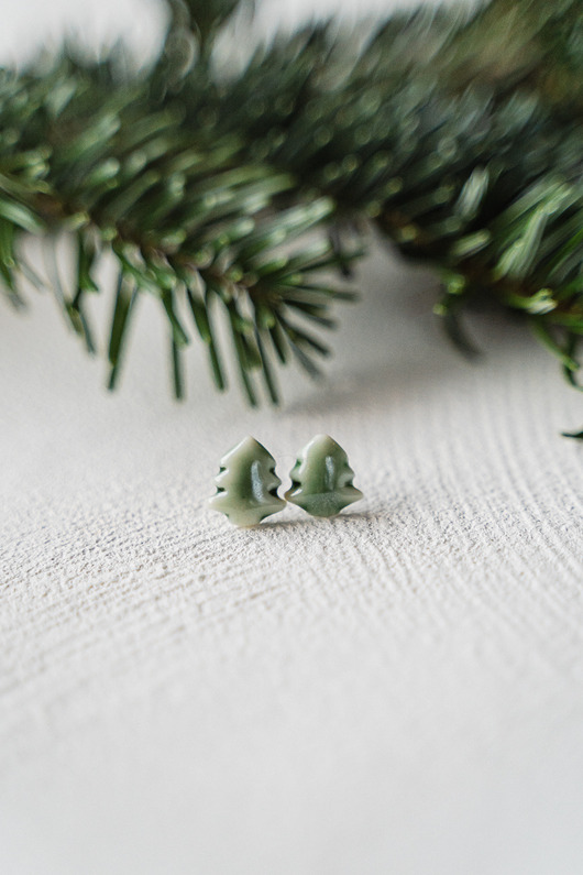 kolczyki ceramiczne Kolczyki porcelanowe CHOINKA