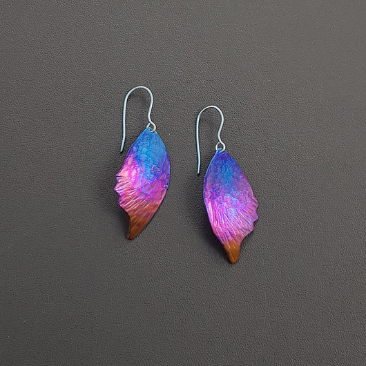 kolczyki - inne Liście z tytanu