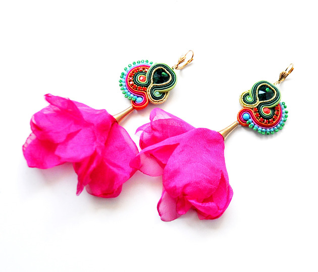 kolczyki soutache Sutaszowe kolczyki GREEN&ROSE