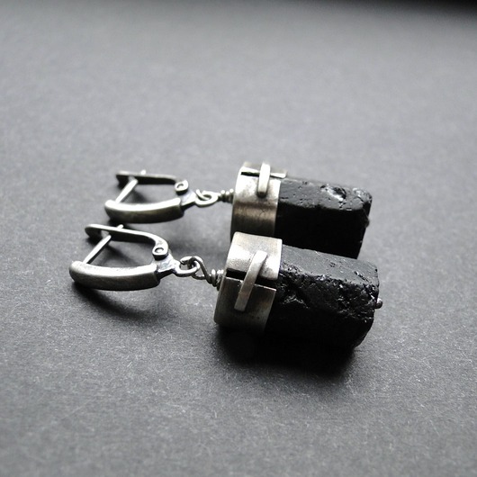 kolczyki srebrne Kolczyki srebrne czarny Turmalin 002
