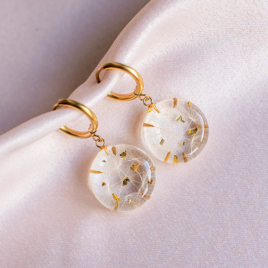 kolczyki z żywicy Kolczyki z rzęsek dmuchawca