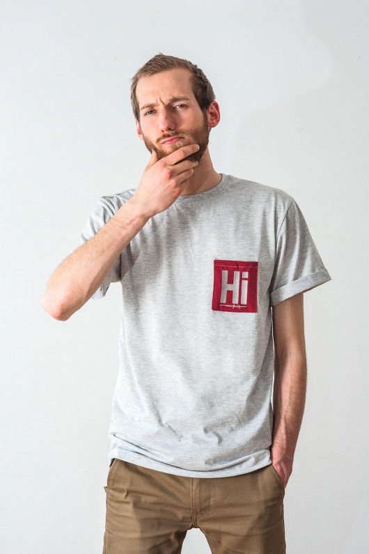 T-shirt męski Hi z kieszonką Hi everybody