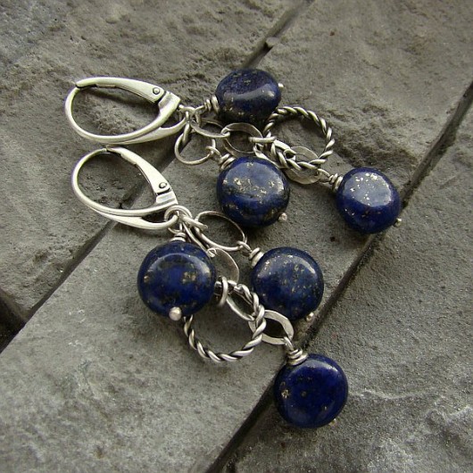 Monety lapisu lazuli - kolczyki RayOfArt