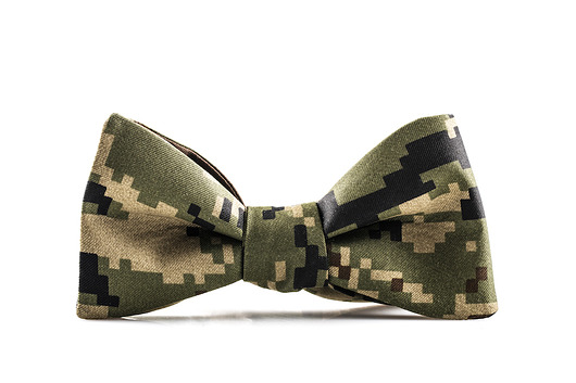 KOMPLET Mucha wiązana MILITARY poszetka spinki HisOutfit