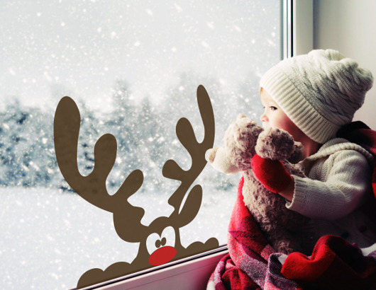 dekoracje świąteczne NAKLEJKA RUDOLF CZERWONONOSY RENIFER 45cm